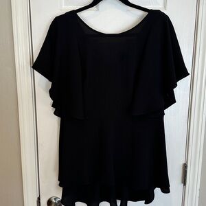 City Chic Black Flutter Sleeve Blouse